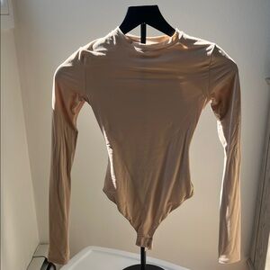Skims Long Sleeve Beige Bodysuit